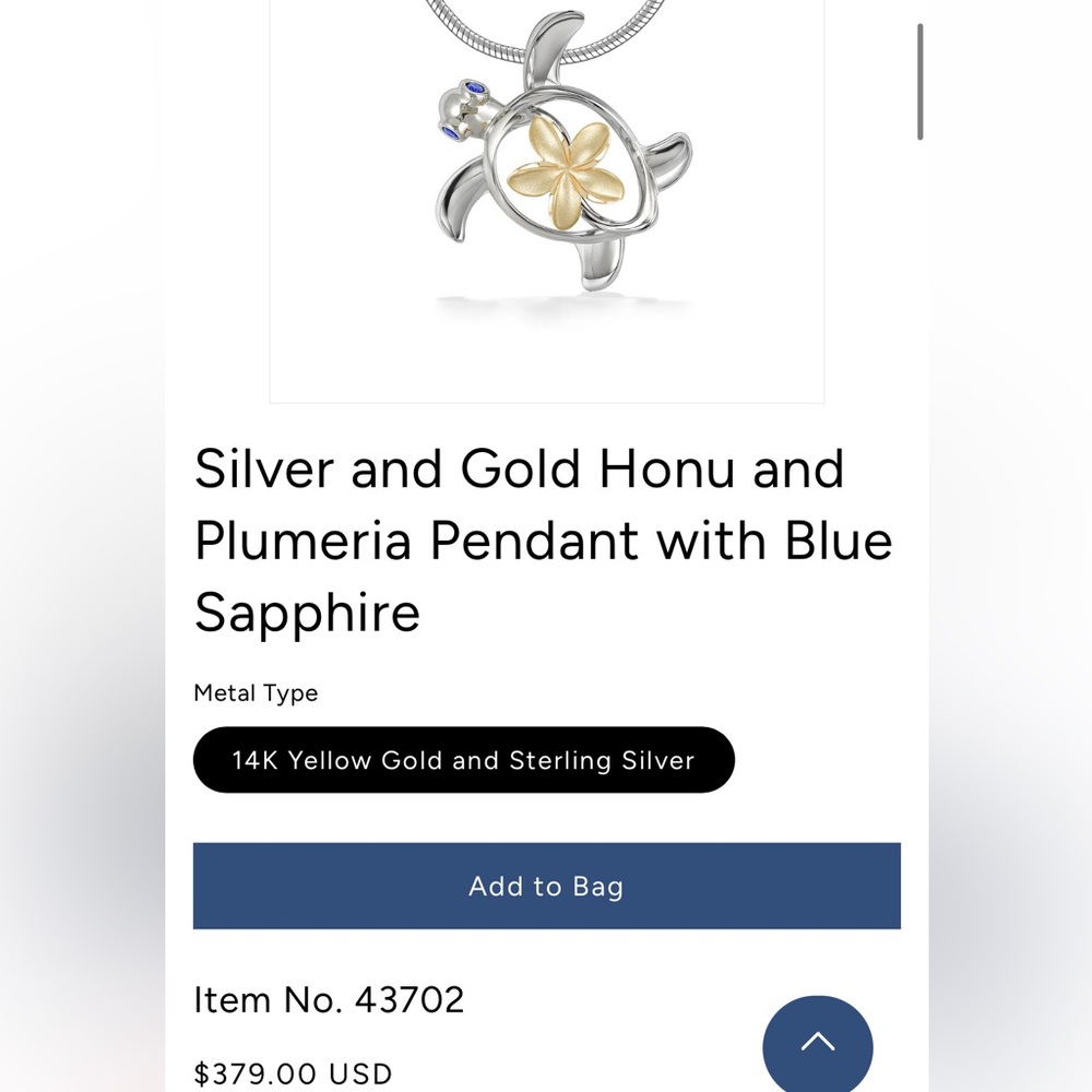 Na Hoku Honu and Plumeria Necklace turtle